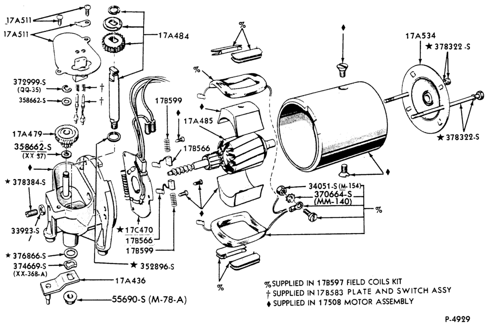 Схема WIPERS & WASHERS-Windshield wiper motor parts-F-FT600/900