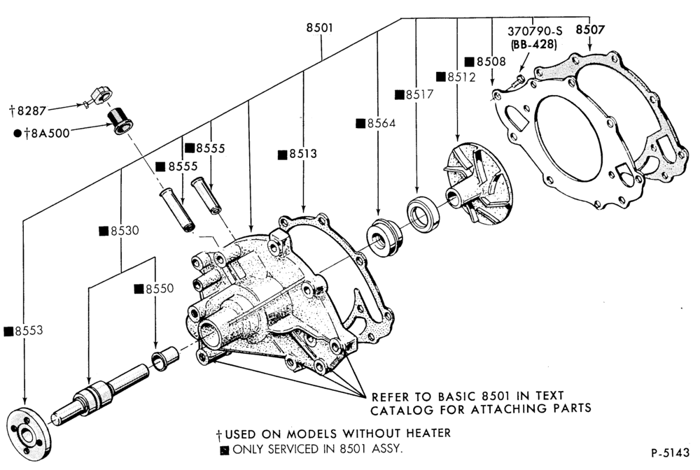 Схема WATER PUMP-WATER PUMP- 8 cyl. 302 (5.0L) and 351W (5.8L)-E100/350