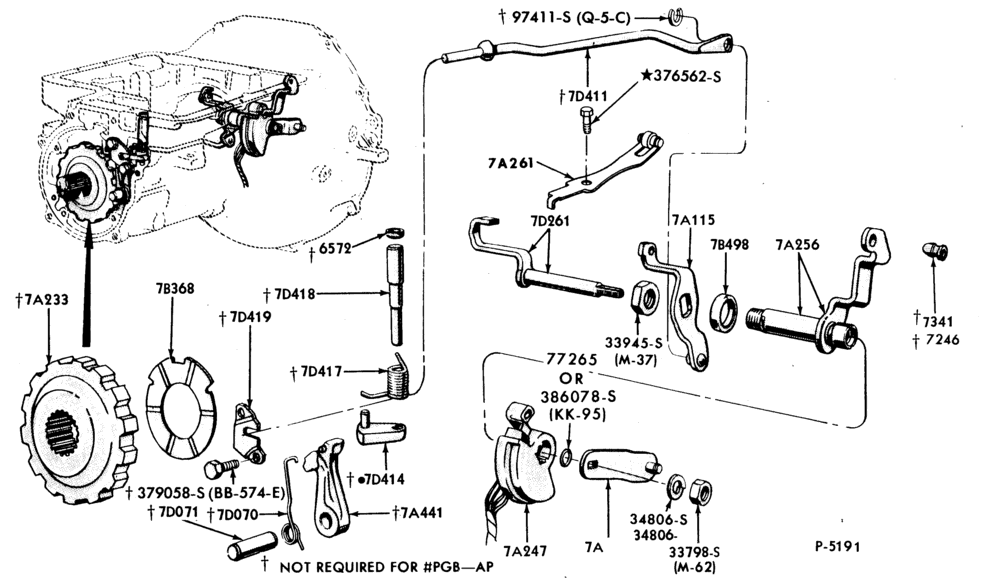Схема C6 TYPE - INTERNAL PARTS-INTERNAL PARTS- parking pawl, throttle and manual control linkage-A,MA
