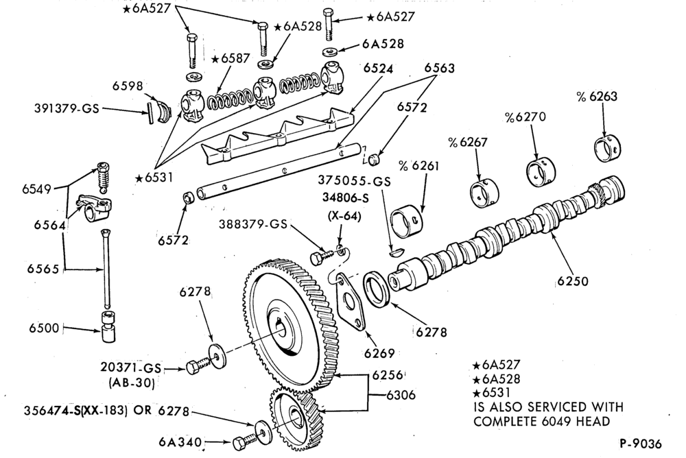 Схема 6 CYL. 2.8L (171 C.I.D.)-Camshaft gear and bearings