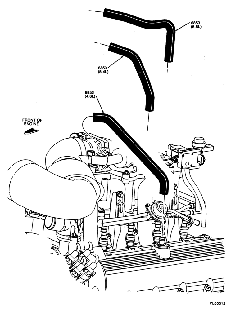 Схема 10 CYL. 6.8L-Crankcase vent hose & related parts-E250/450