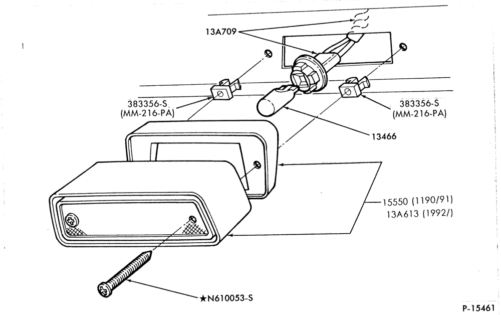 Схема LAMPS-Cargo area lamp and related parts-F100/350