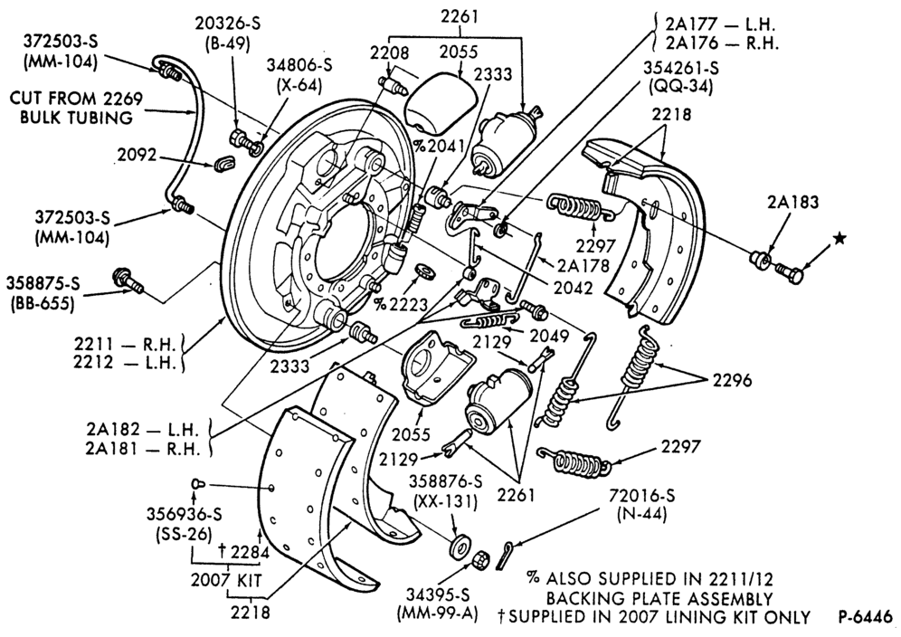 Схема BRAKE WHEEL CYLINDERS-Rear brakes (self-adjusting-hydraulic)-15" x 6" and 15" x 7" Wagner-B600/700