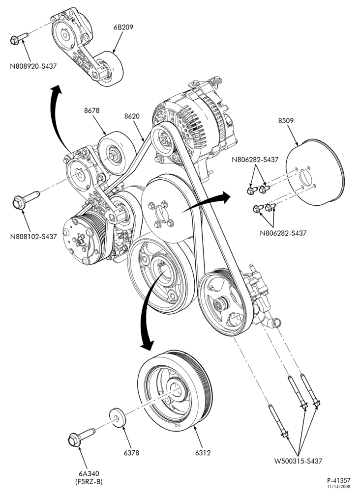 Схема 8 CYL. 5.4L-Pulleys & drivebelts-E350/450