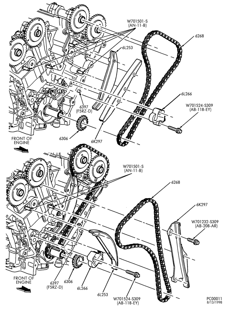 Схема 6 CYL. 3.0L - DOHC-Engine timing chain cam sprockets, tensioner & related parts