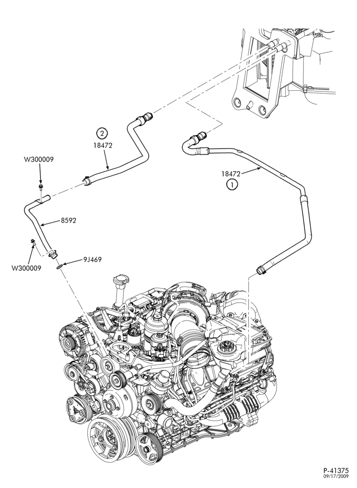 Схема HEATERS-Heater hoses - without auxiliary a/c - 8 cyl. 6.0L diesel-E350/450