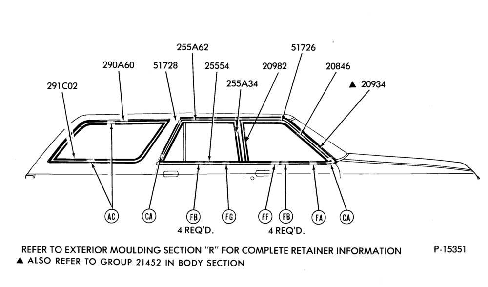 Схема WINDOW FRAME AND BELT - BODY TYPE 74