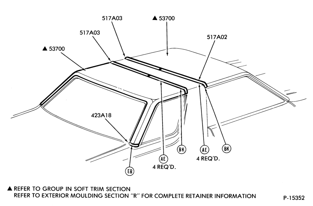 Схема ROOF MOULDINGS - BODY TYPE 36