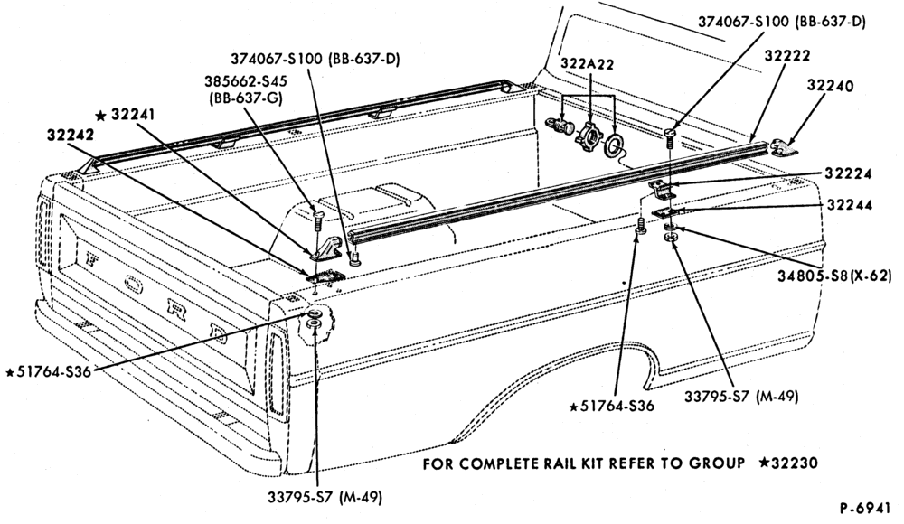 Схема BACK-OF-CAB EQUIPMENT-Pickup box side rails - bolt-on type-F100/250(99)-8� box