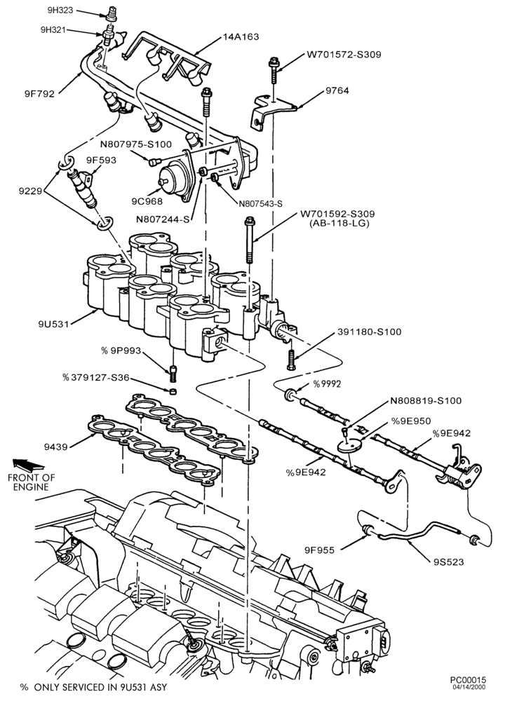 Схема 6 CYL. 3.0L - DOHC-Fuel injection injectors, fuel lines, manifold & related parts - lower