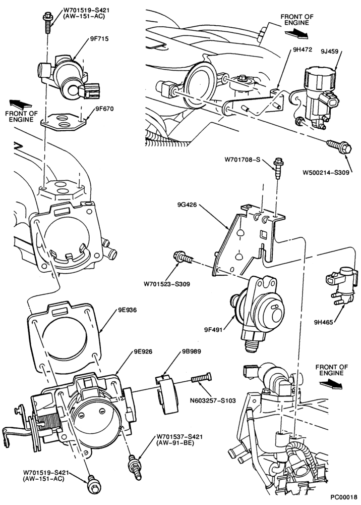 Схема 6 CYL. 3.0L - DOHC-Fuel injection injectors, fuel lines, manifold & related parts - components