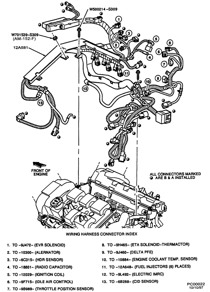 Схема Генератор, щиток приборов, АКБ — Провода зажигания — 6-цил. 3,0 л - DOHC — лист B