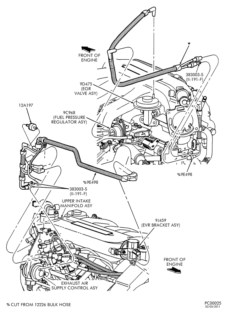 Схема 6 CYL. 3.0L - DOHC-Emission system - exhaust gas - recirculation (E.G.R.) - vacuum control harness