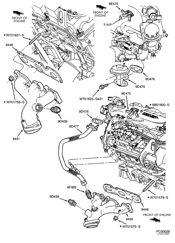 Схема 6 CYL. 3.0L - DOHC-Emission system - exhaust gas - recirculation (E.G.R.) - valve