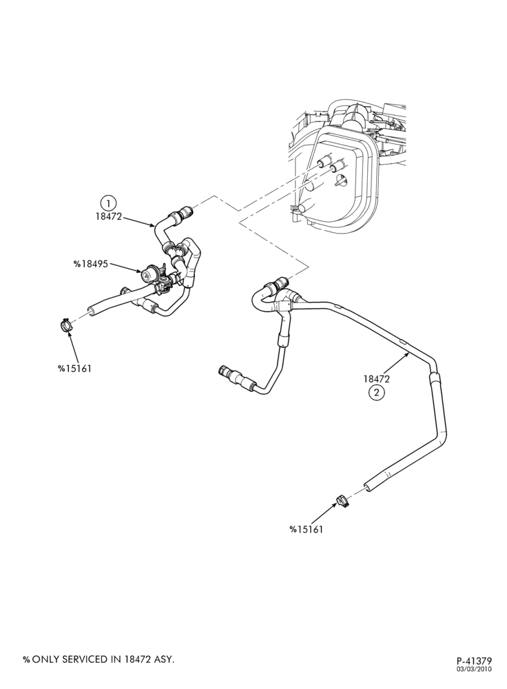 Схема HEATERS-Heater hose installation -with auxiliary a/c - 8 cyl. 6.0L diesel