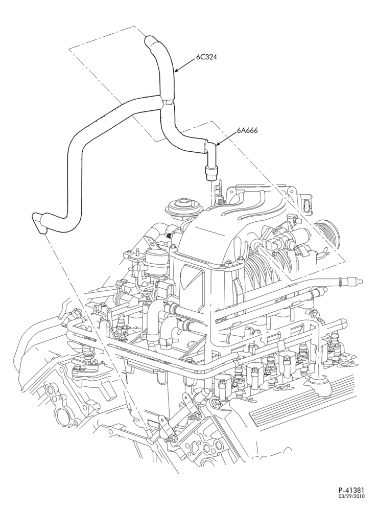 Схема 8 CYL. 5.4L-Crankcase vent hose & PCV - Lightning only