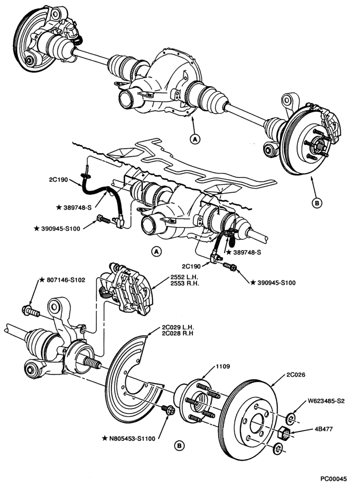 Схема BRAKES-Brake assembly - disc rear mounting
