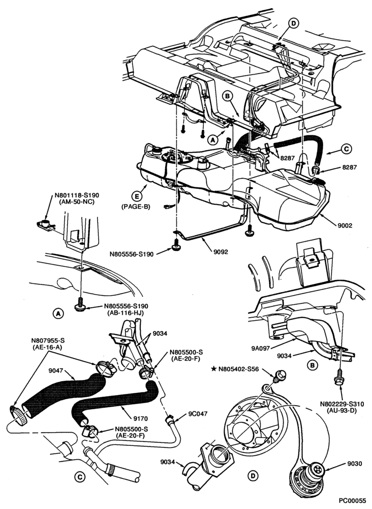 Схема FUEL SYSTEM AND CALIBRATION-Fuel system - tank installation - Page A