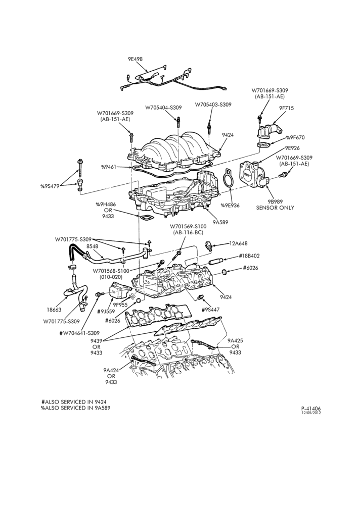 Схема 6 CYL. 3.8L-Intake manifold & related parts