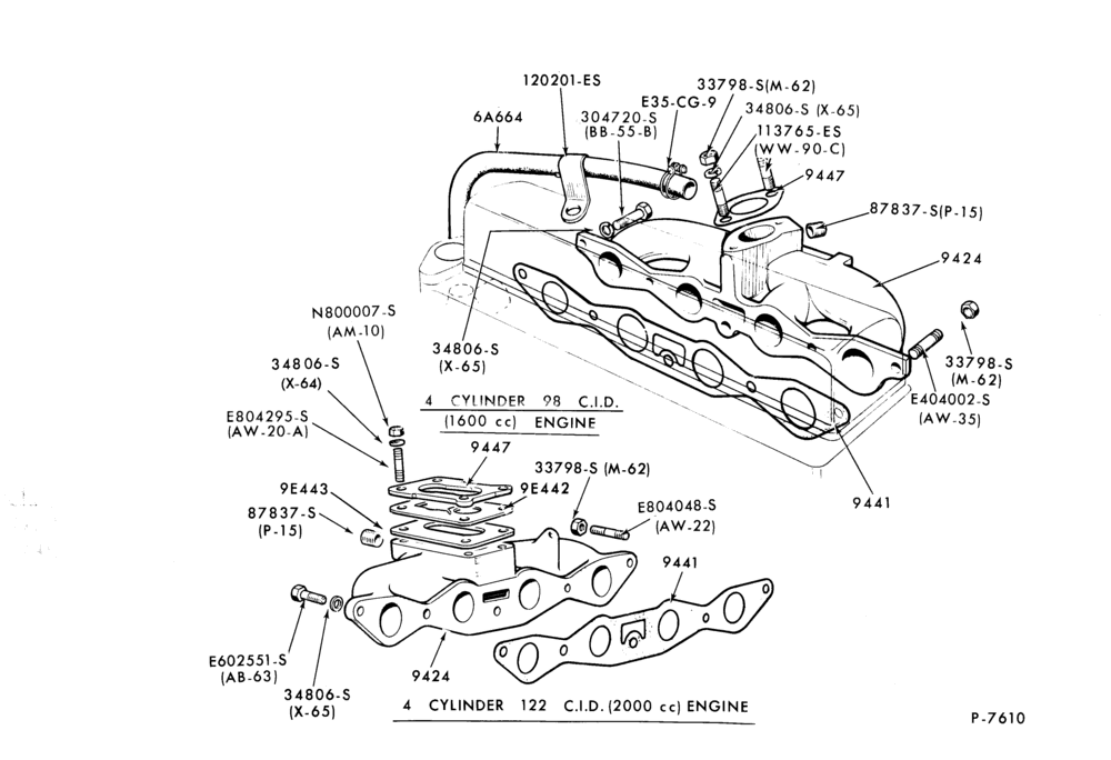 Схема 6 CYL. 3.3L (200 C.I.D.)-Intake manifold and related parts