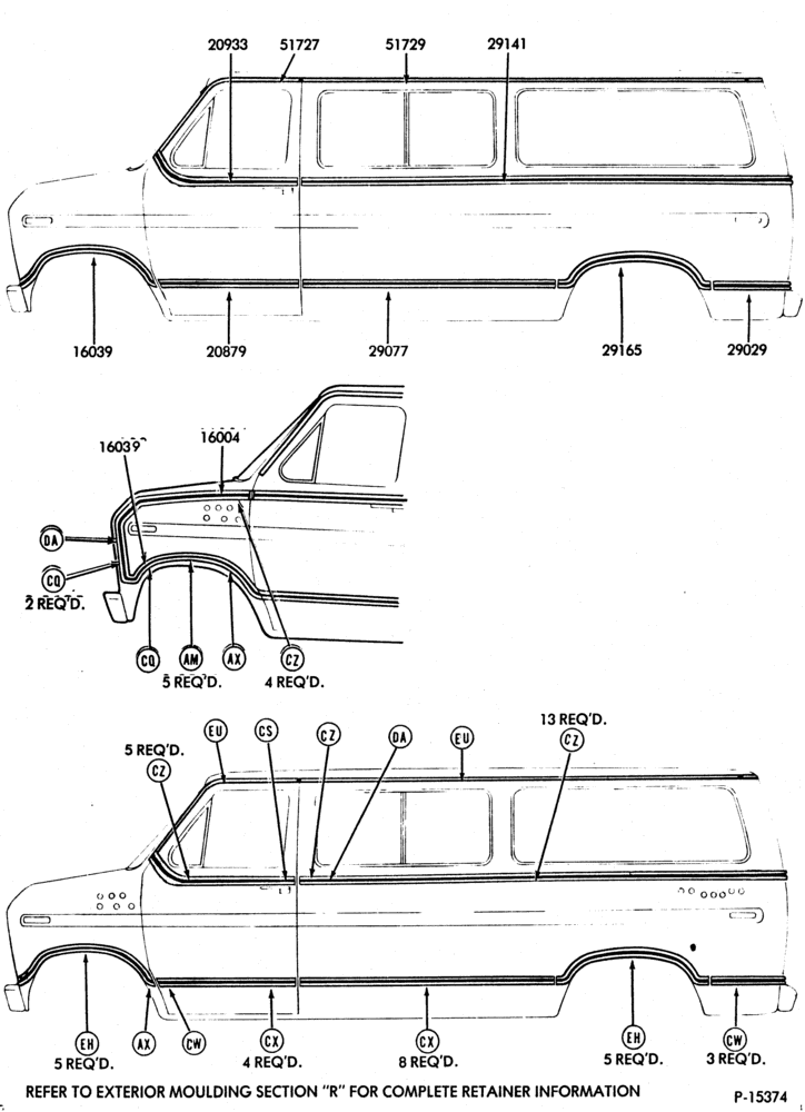 Схема EXTERIOR ORNAMENTATION - L.H. (exc. SUPER VAN/WAGON)