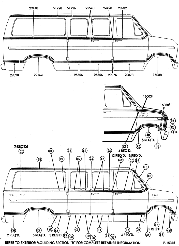 Схема EXTERIOR ORNAMENTATION - R.H. w/HINGED DOORS (exc. SUPER VAN/WAGON)