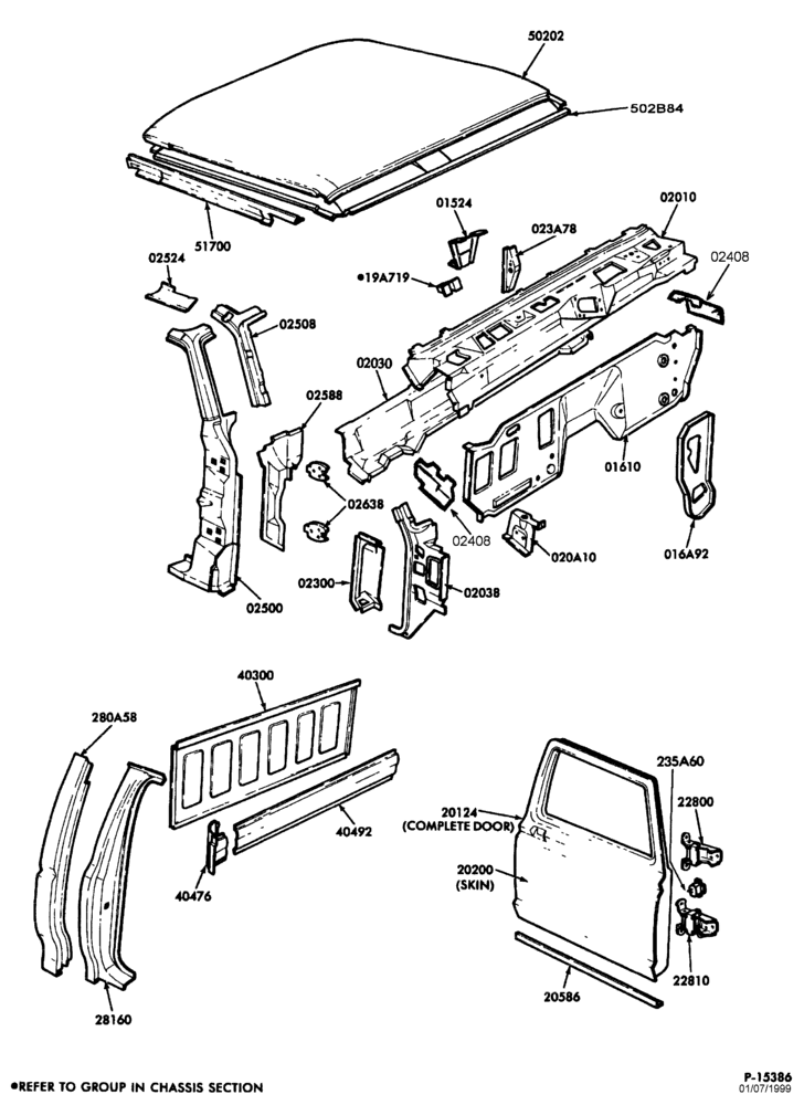 Схема LIFT/TAILGATE, BACK-OF-CAB, BACK WINDOW-Sheet metal - upper body-F-FT600/900