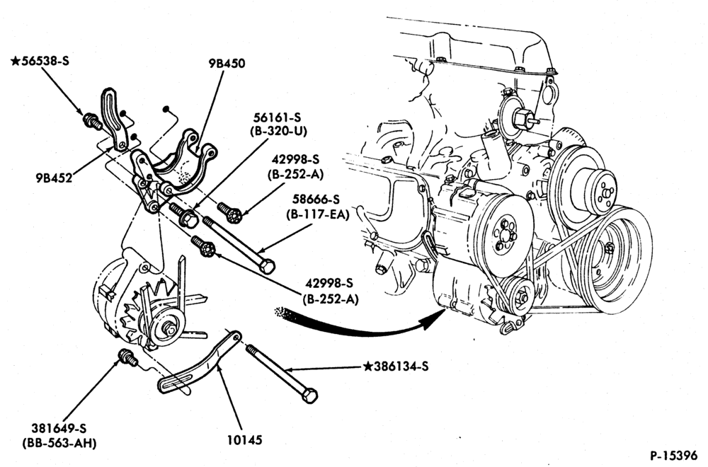 Схема ALTERNATORS-Alternator  - Motorcraft 100 amp.- E-F100/250 and U150-8 cyl. 255 (4.2L) and 302