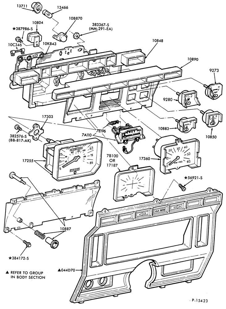 Схема INSTRUMENT CLUSTERS-Instrument cluster and related parts-typical-F-FT600/900 (81)