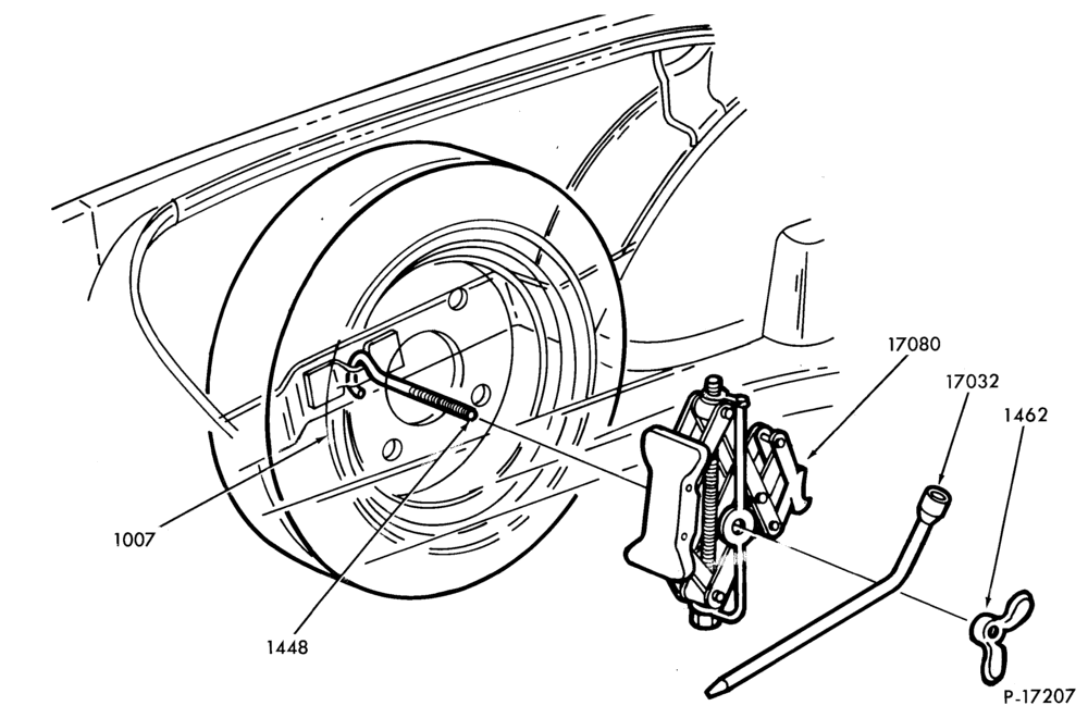 Схема SPEEDOMETER, BUMPERS, MIRRORS AND WIPERS-Jack and spare wheel parts (mini)