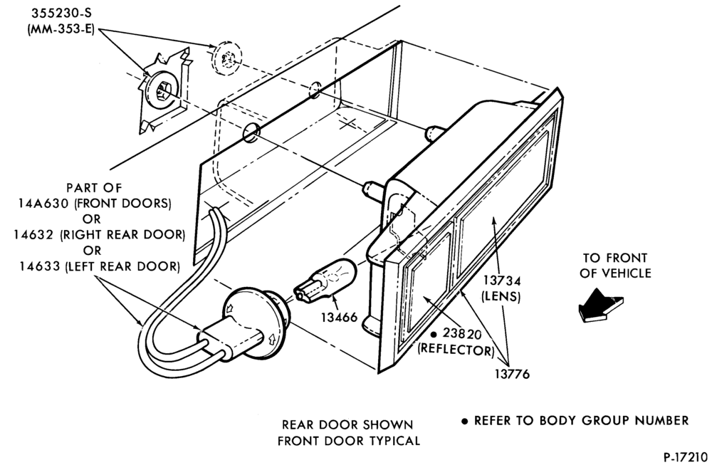 Схема LAMPS-Courtesy lamp - door trim panel