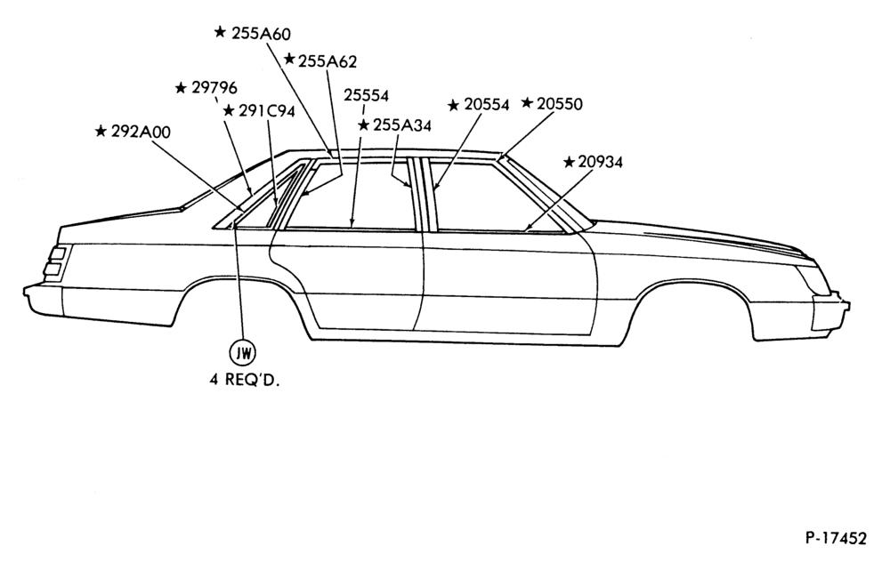 Схема WINDOW AND BELT - BODY TYPE 54