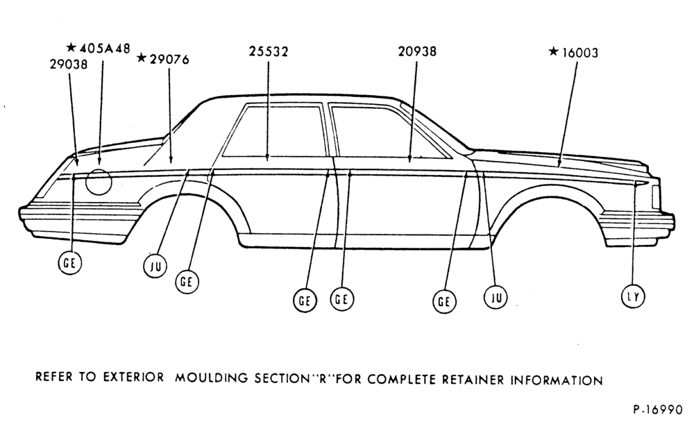 Схема BODY SIDE UPPER MOULDINGS