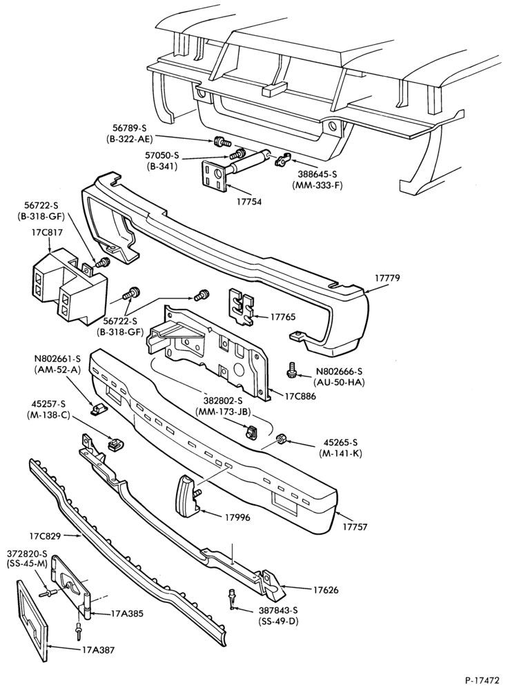 Схема SPEEDOMETER, BUMPERS, MIRRORS AND WIPERS-Bumper- front