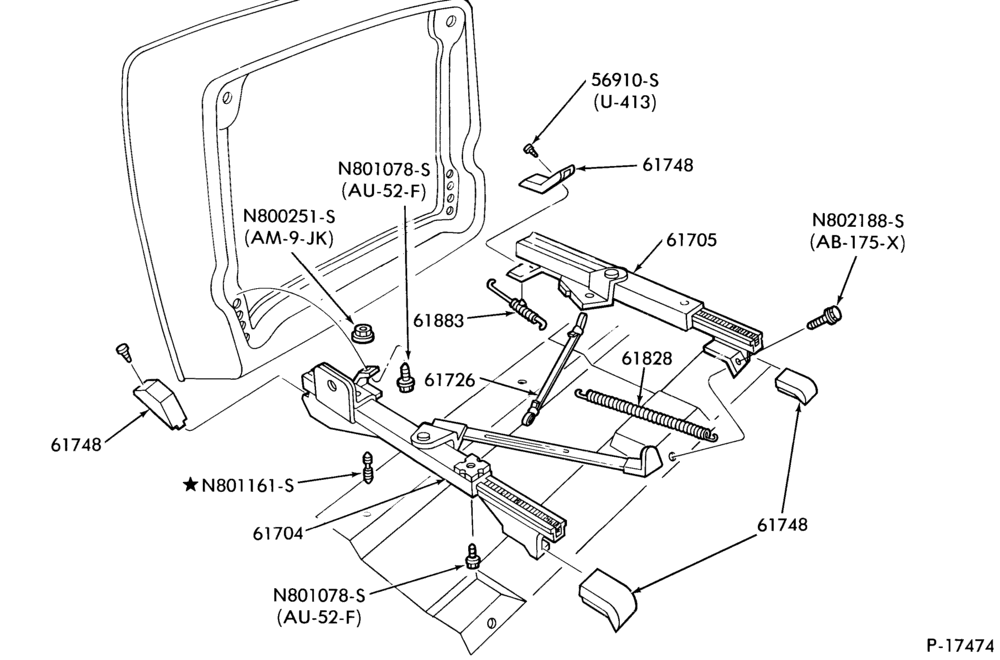Схема SEATS AND SEAT BELTS-Front seat parts - bucket - lower half - manual