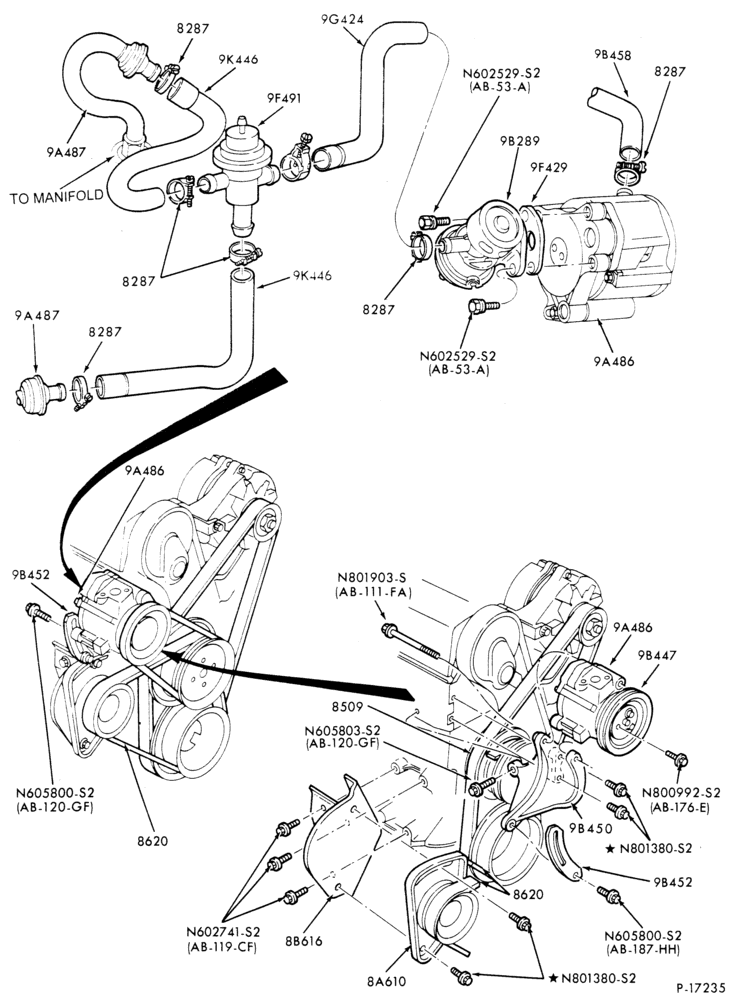 Схема 4 CYL. 2.0L (122 C.I.D.) AND 2.3L (140 C.I.D.)-GAS-W/O-R