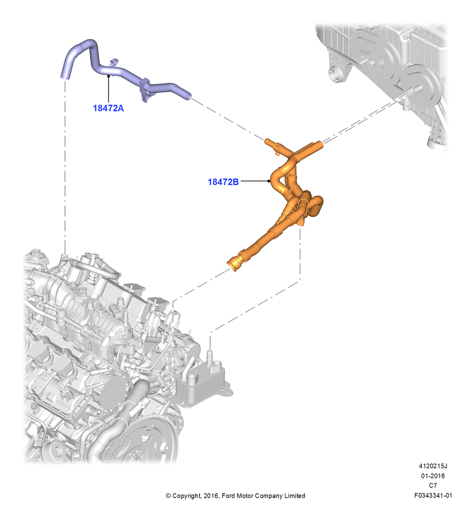 Схема Шланги отопителя, 2.7L DOHC 4V DI GT V6 GAS/FFV; 30.05.2016