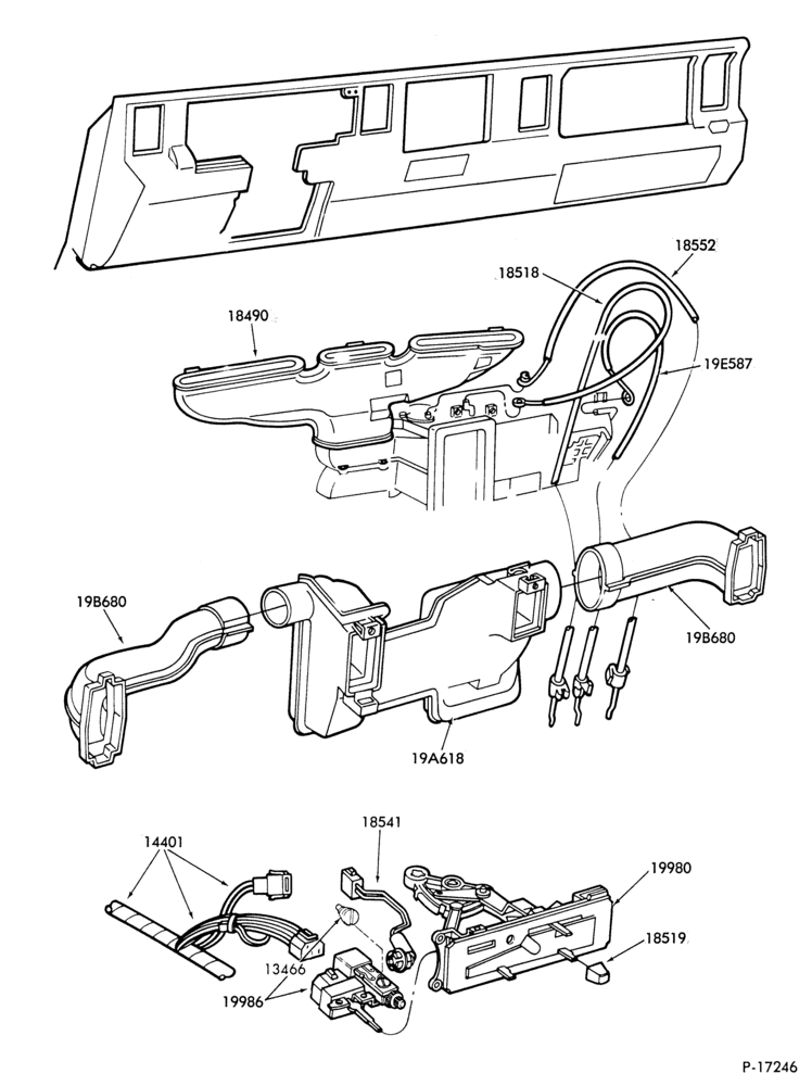 Схема AIR CONDITIONING-Bezel, Controls and Ducts- integral-B