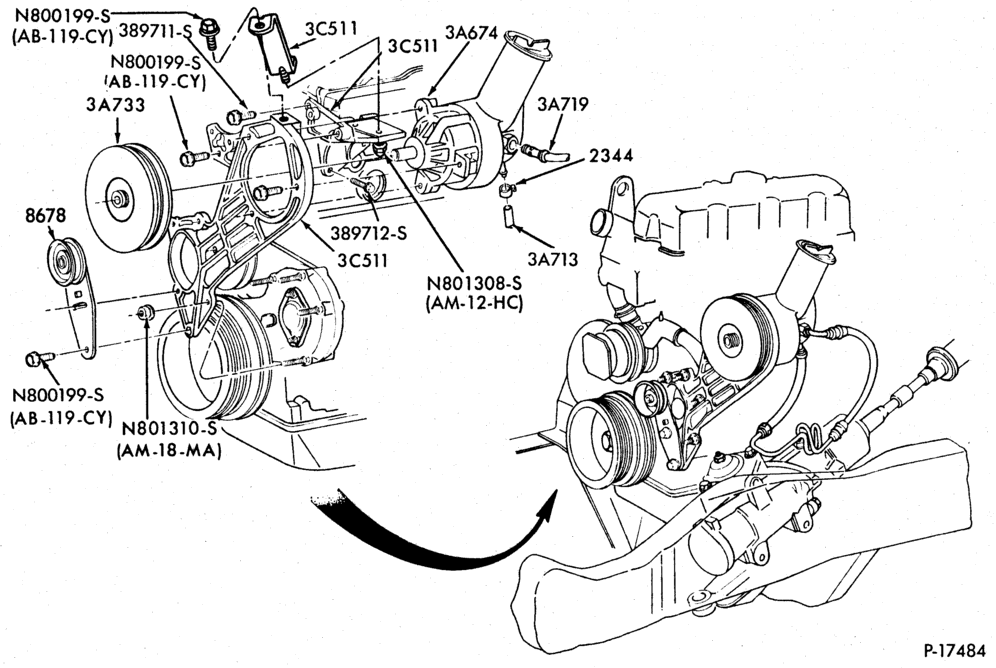 Схема STEERING-(1983/84) - 4 cyl. 134 (2.2L) Diesel-R