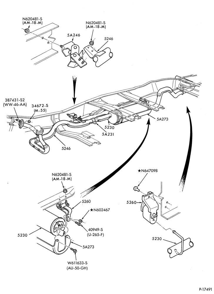 Схема EXHAUST SYSTEM-- 8 cyl. 460 (7.5L)-regular cab-F250/350