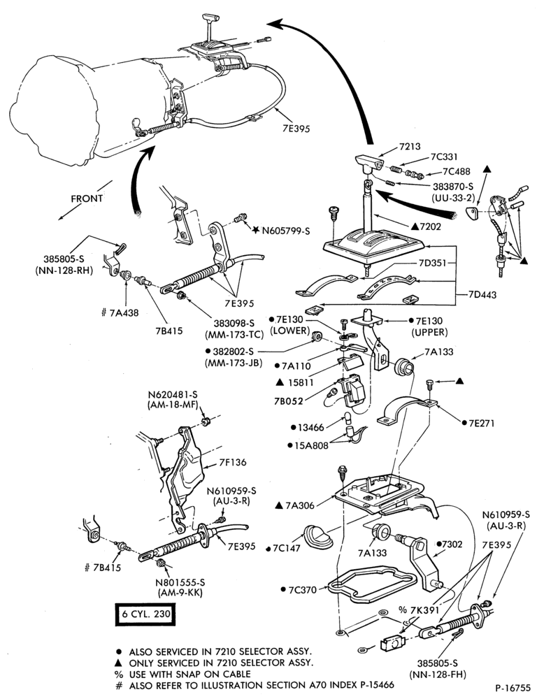 Схема AOT TYPE - EXTERNAL PARTS-EXTERNAL PARTS- shift mechanism - floor or console-F,J