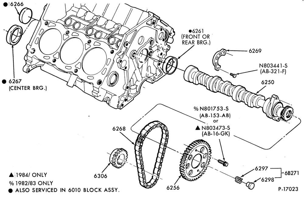 Схема 6 CYL. 3.8L (230 C.I.D.)-Camshaft, gear and bearings