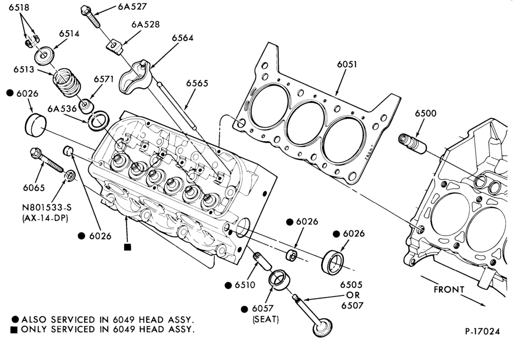 Схема 6 CYL. 3.8L (230 C.I.D.)-Valves, push rods and related parts