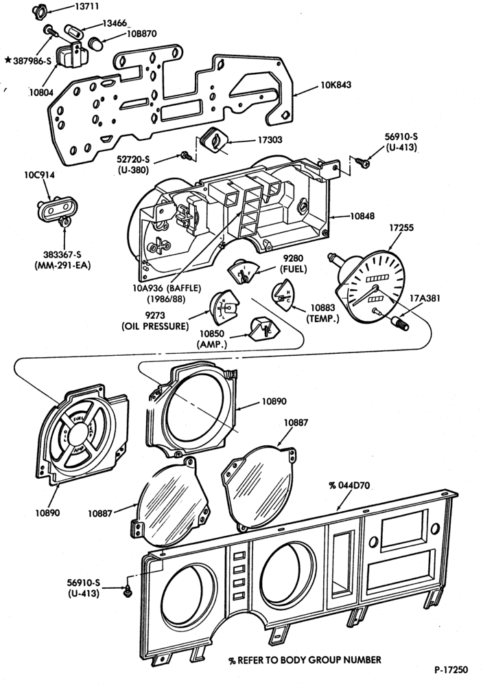 Схема INSTRUMENT CLUSTERS--R-w/gauges