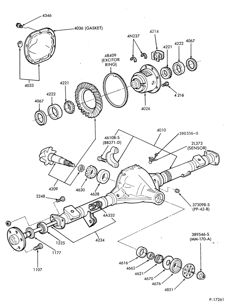 Схема Задний мост — Задний мост - 6.75" and 7.5" ring gear - non- locking