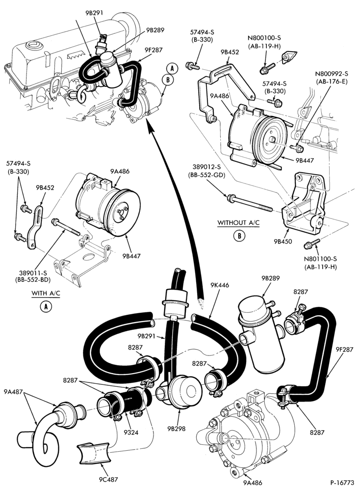 Схема 4 CYL. 2.3L (140 C.I.D.) - TC (TURBO)-Thermactor emission (T/E)- w/man. trans.