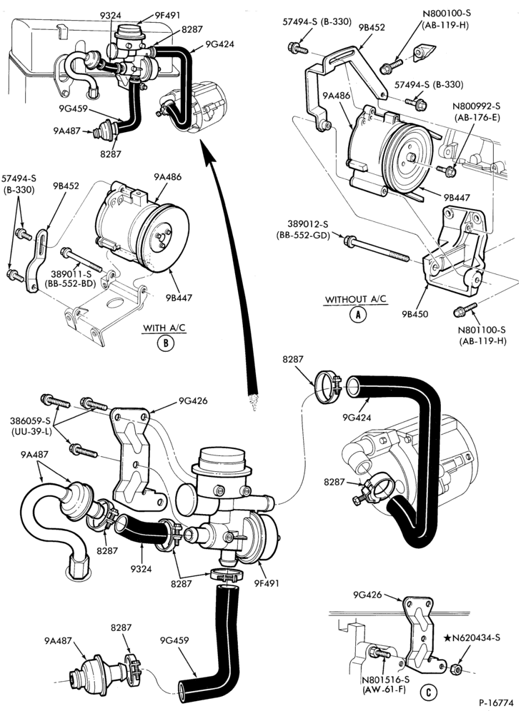 Схема 4 CYL. 2.3L (140 C.I.D.) - TC (TURBO)-Thermactor emission (T/E)