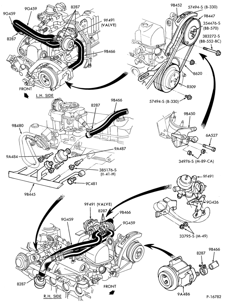 Схема 6 CYL. 3.3L (200 C.I.D.)-Thermactor - air pump - Calif. only