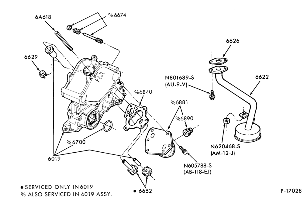 Схема 6 CYL. 3.8L (230 C.I.D.)-Oil pump and related parts