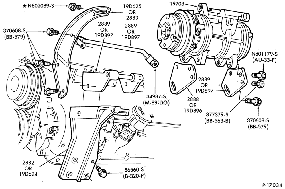 Схема AIR CONDITIONING-Compressor Installation-6 cyl. 300 (4.9L)-All
